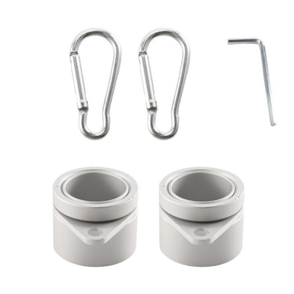 Set med 2 flaggstångsringar. Anti-trasselklämmor. 360° roterbara. Passar 2,54 cm flaggstänger.