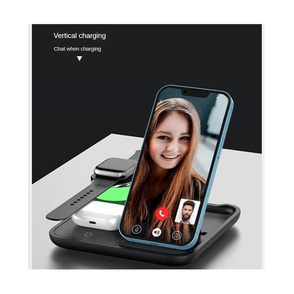 Kätevä 4-in-1 nopea langaton lataustelakka -yhteensopiville laitteille, langaton latausalusta kuulokkeille