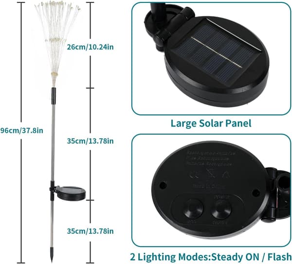 Solcellelamper Udendørs Havepynt 2-pak 240 LED Fyrværkeri Solcellehavelamper