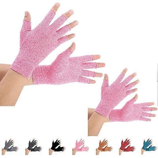 2 Par Kompressionshandskar Stöd, Fingerled, Lindrar Smärta från Reumatoid, Osteoartrit, RSI, Karpaltunnelsyndrom (Rosa, S)