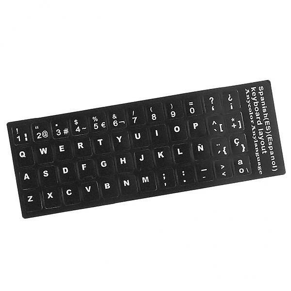 6xspanish Keyboard White Letters Cover Universal mustavalkoiset kirjaimet