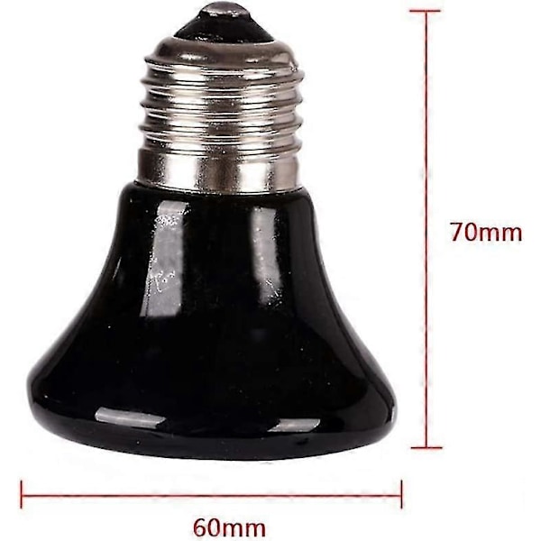 25 Watt Mini Reptilvarmepærer 2-pak Infrared Keramiske Varmeapparater Intet Lys Sort