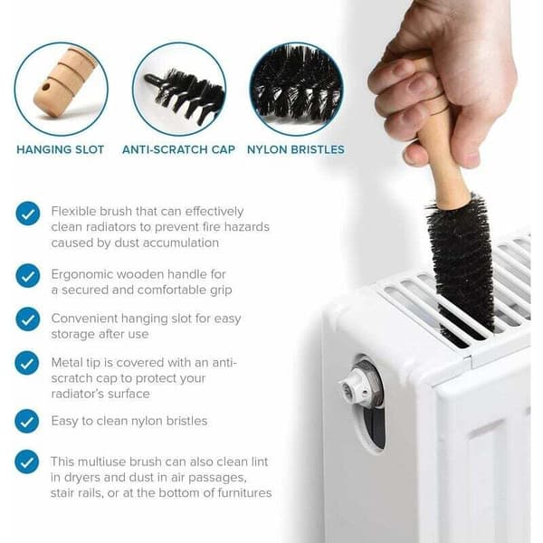 Multifunksjonell og fleksibel radiatorbørste - Trehåndtak Øk effektiviteten og reduser strømregningen (60 cm)