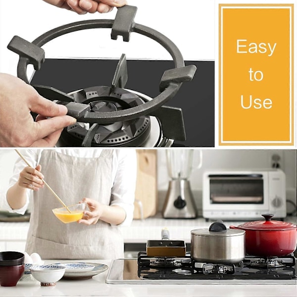 Universal Spisställ, Halksäker Wok-Pannställ Gjutna Trivet Stödring Kökstillbehör för Gasspisar Spishällar, Svart