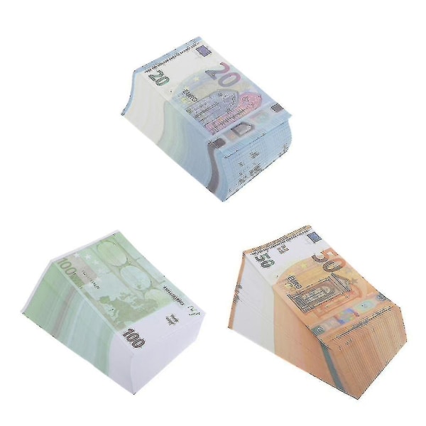 Rekvisitapengar, spelpengar av premiumkvalitet, paket med 300 stycken, kopia 100/50/20 euro