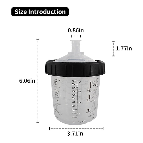 Engangsspraymalingssprøjtemålebæger til autolak, til kommercielle autolakker