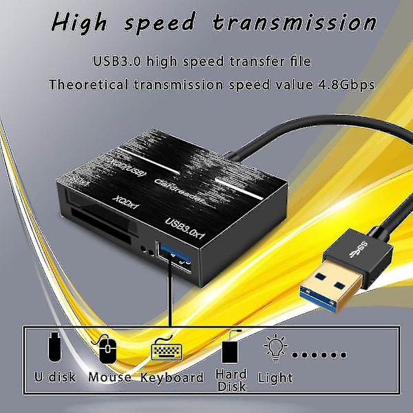 Xox-USB 3.0 XQD/SD-kortläsare Hub-adapter Supersnabb Flashminneskort Läs/skriv Läsare Kontakt för Sony G-serien För