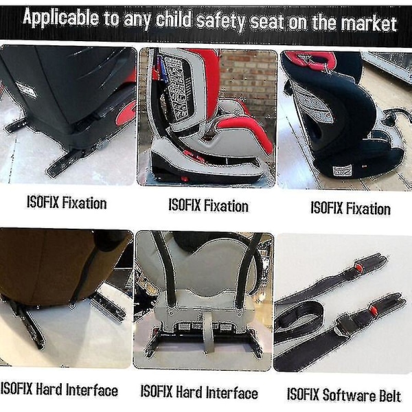 Universell bilbarnstol bältesfäste monteringssats för Isofix bälteskontakt, svart