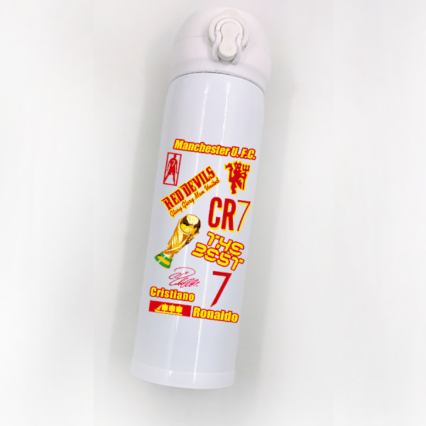 Vit rostfritt stål studskopp 500ml termosmugg utomhus sportvattenkopp, perfekt present!