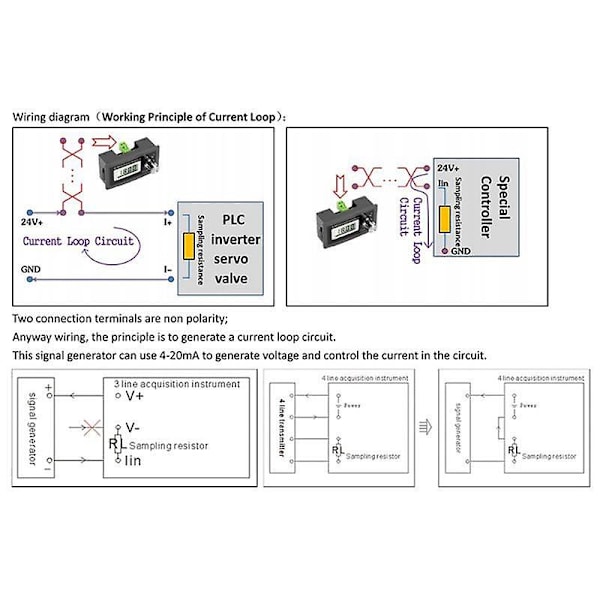Ny 2-trådig 4-20MA Strömsignalgenerator Panelmonterad Strömloopgenerator 4 till 20MA Simulator