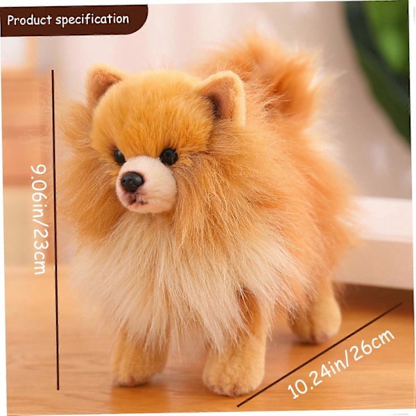 Pomeranian Plussj Pomeranian Stoffdyr Søt Simulering Pomeranian Stoffdyr Livaktig Hund Plussj 10x9inch Bomullsfyllt Plussj Hundeleketøy Gave til