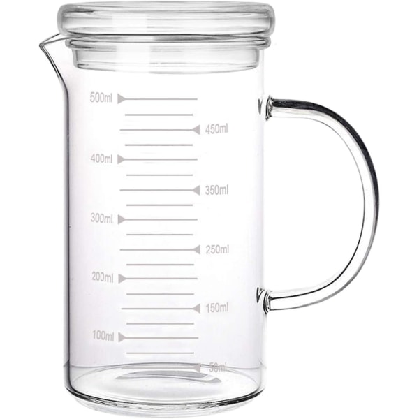 500ml Glass Measuring Cup (with Glass Cover) Transparent Measuring Cup