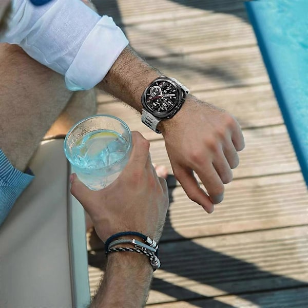 Til Samsung Galaxy Watch Ultra 47mm Sommerfugl Spænde Titanium Legering Urrem - Sølv