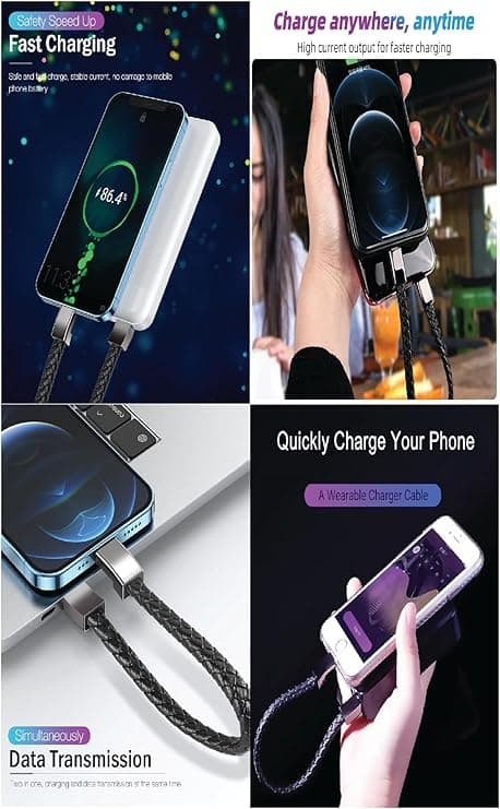 Læderarmbånd med opladningskabel USB-C opladningsarmbånd sort sort