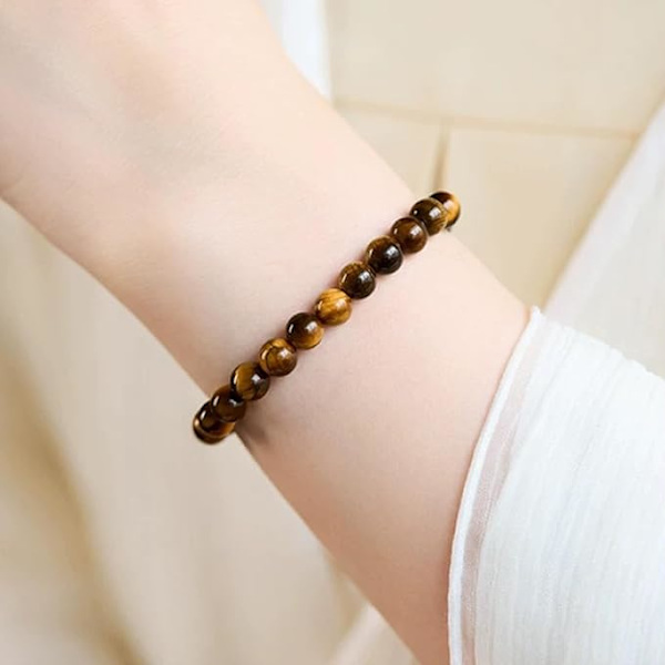 Tigerøye elastisk armbånd for menn og kvinner, justerbart chakra-balanserende armbåndsgave