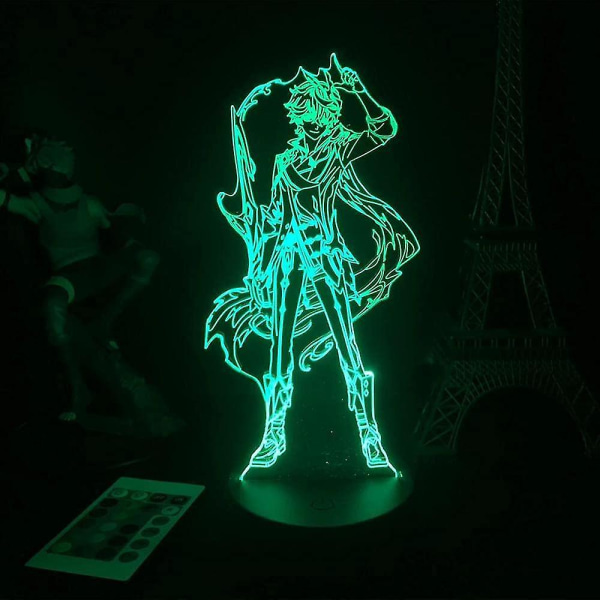 Shxx Game Genshin Impact Tartaglia Lampe Nattlys Illusion Light 3d For Kid Gutter Jenter Soverom Led Dekor Belysning Barn Julegave Nattbord Colo