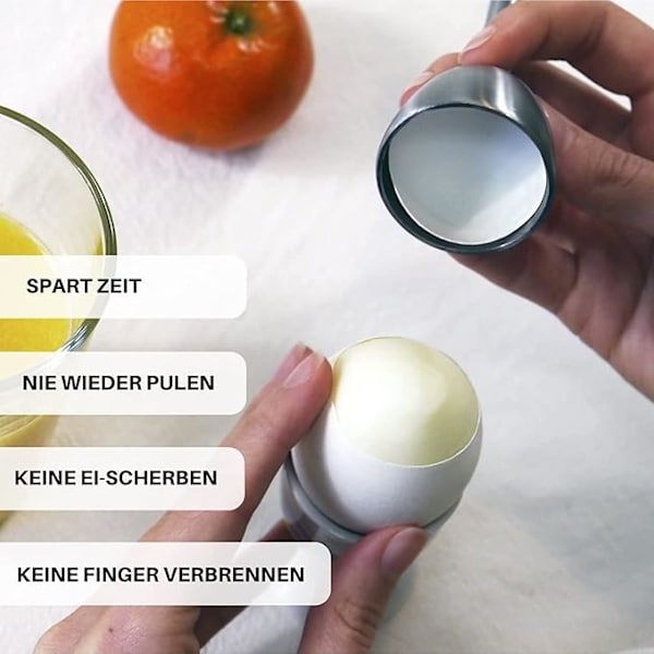 Premium eggdeksel i rustfritt stål I Tidsbesparende eggåpner ★ Eggkutter ★ Bonus: Gratis e-bok med uimotståelige eggoppskrifter