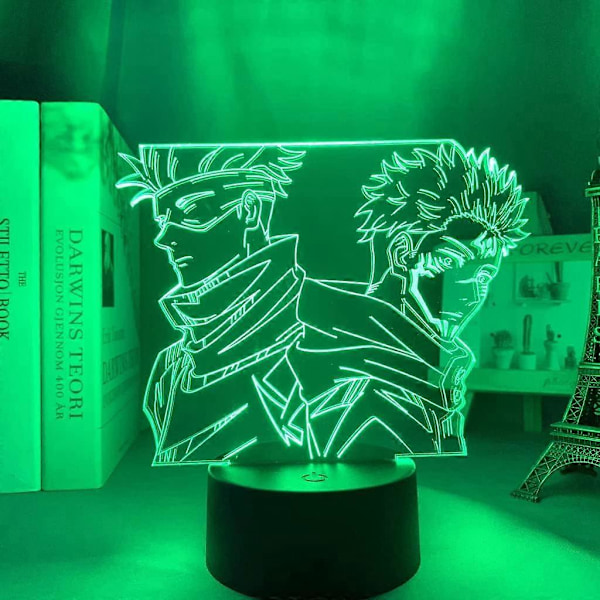 SBSG 3D Illusion Jujutsu Kaisen LED Anime Lampe 16 Farveændringer Fjernbetjening Skrivebordsnatlys (Ryomen Sukuna)
