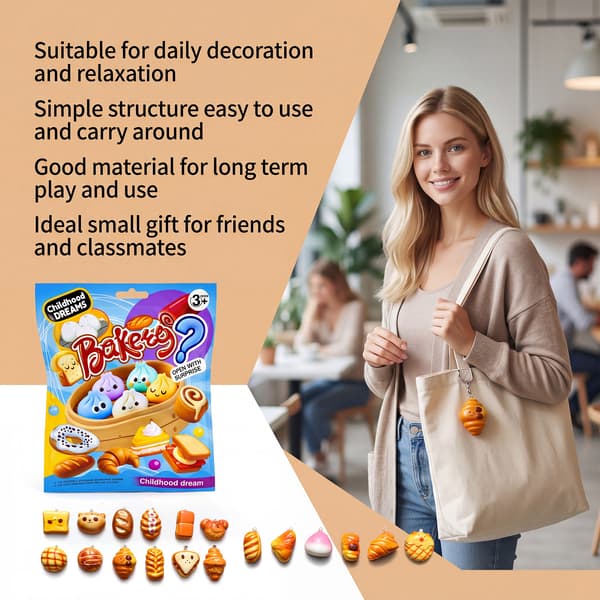 Blød Squishy Simulationsbrød Blindpose Mini Nøglering Rygsæk Vedhæng Tilfældigt Overraskelseslegetøj
