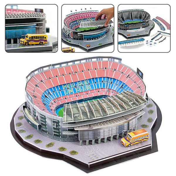 Barcelona Camp Nou Stadium 3D Puslespil Fodboldklub Stiksav Model Spanien Boxed
