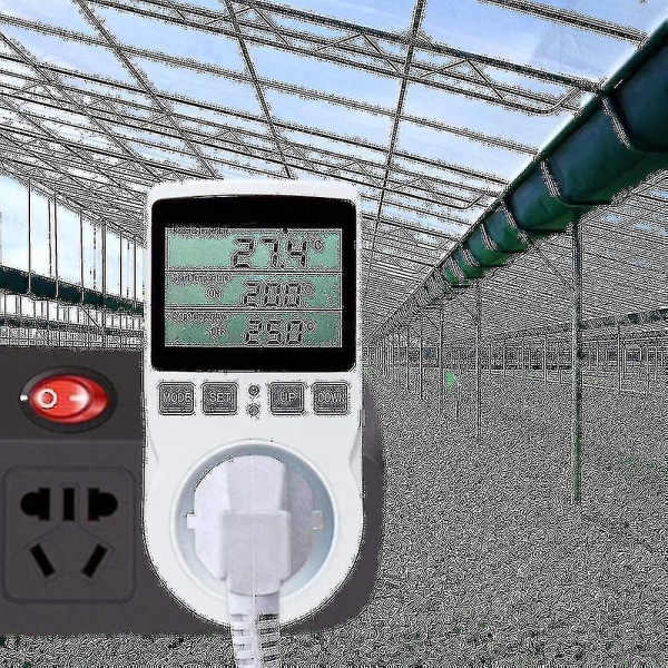 Digital / Varme Køling Termostat Stikkontakt Lcd Temperaturregulator, 230v Til Drivhusgård Temperaturregulator/Terrarium Termostat(stik) 6