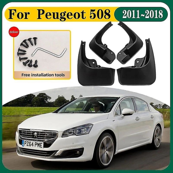 4 PCS Car Mud Flaps For Peugeot 508 2011~2018 2015 Car Mudguards Splash Guards Front Rear Anti-splash Fenders Auto Accessories