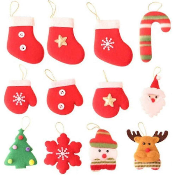 12 Stykker Julepynt Henger, Juletre Ornament Dekorsett, Mini Juletre Dekorasjon, Gaver Henger Kompatibel Med DIY Deco
