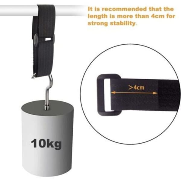 (5m x 2cm, Sort) 5m Justerbare Genanvendelige Sorte Kabelbindere/Stropper med 25 Løkker og Krogfastgørelsesstrop til Kabelstyring