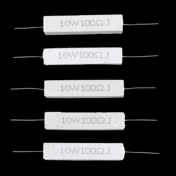 5 stk. 10W Watt 100 Ohm 5% Aksial Trådviklet Cement Modstande