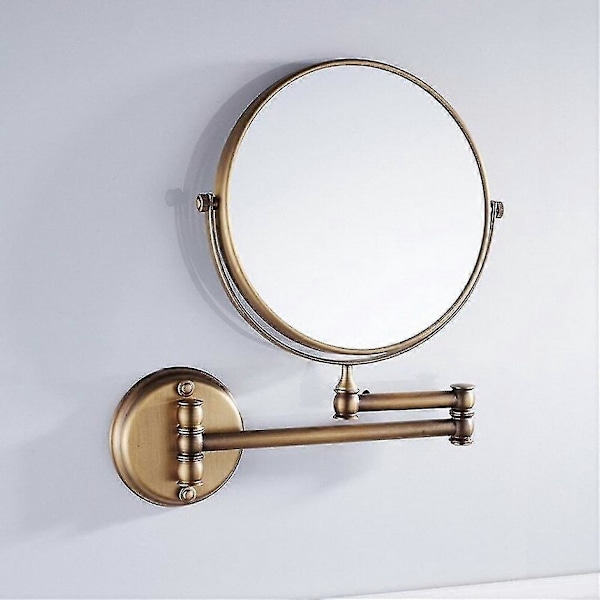 Antique Brass Wall Mounted Bathroom Mirror 8 Inch Round 3x Magnification 360 Degree Adjustable Makeup Mirror(gold)