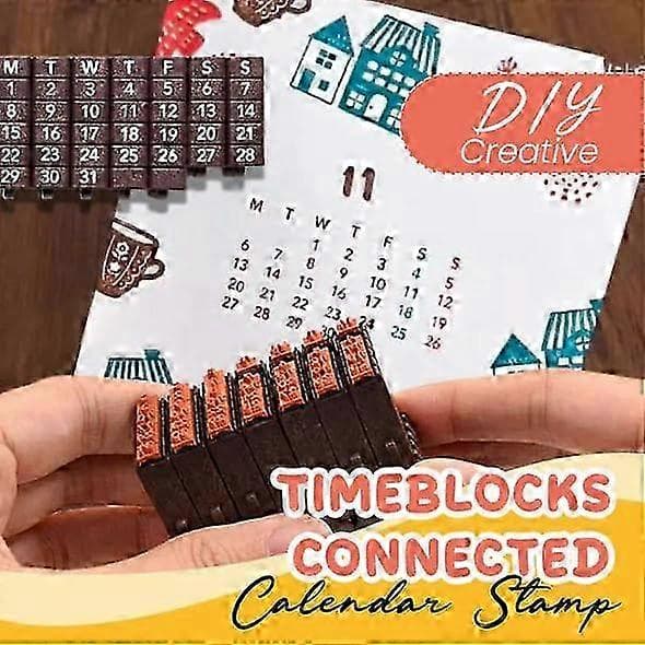 TimeBlocks Connected Calendar Stamp, konsoliderad nummerstämpel, evighetskalenderstämpel för studier och planering 25-26s 1pc - Letter