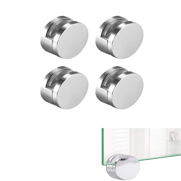 4 Pcs Mirror Clip Set Glass Clips Clamps Holder Round Shape Wall-mounted Mirrors Bracket