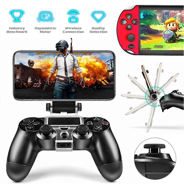 Mobiltelefonholder for PS4-kontroller, håndgrep, klipsfeste
