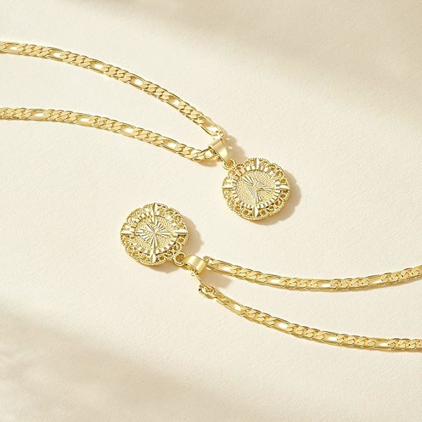 Halsband med initialer för kvinnor, guldpläterat runt brevhänge, halsband med stor bokstav, kedjehalsband