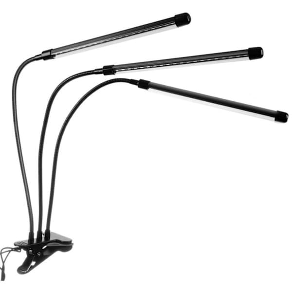 Justerbar LED-plantegroeilamp met timer, zwart