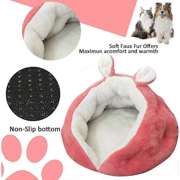 Kat/hund Seng Dyb Søvn Kattesofa Til Vinter Blød Og Behagelig Kæledyr Mz127 (50 * 50 * 35cm, Pink)