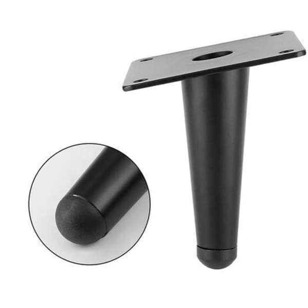 Sæt med 4 møbelben, 10 cm vinklede, guldfarvede metalbordben med lydløs, skridsikker base, sort