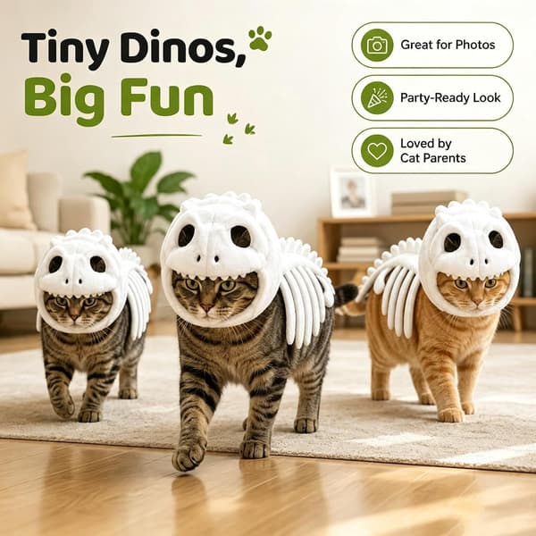Nyt lysende dinosaur-skelet kattekostume, Halloween julekæledyrsoutfit