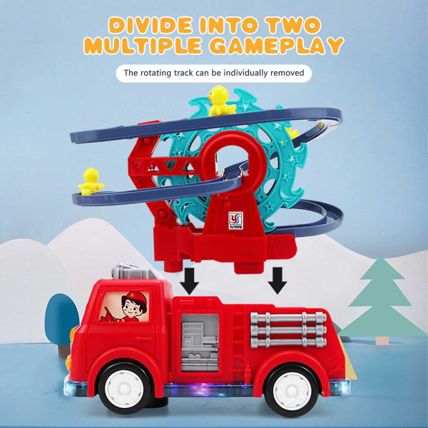 Sähköinen paloauto kuorma-autolelu Joustava ankanpoikanen telapyörä Liuku rakennusautolelu lapsille pojille tytöille lelulahja