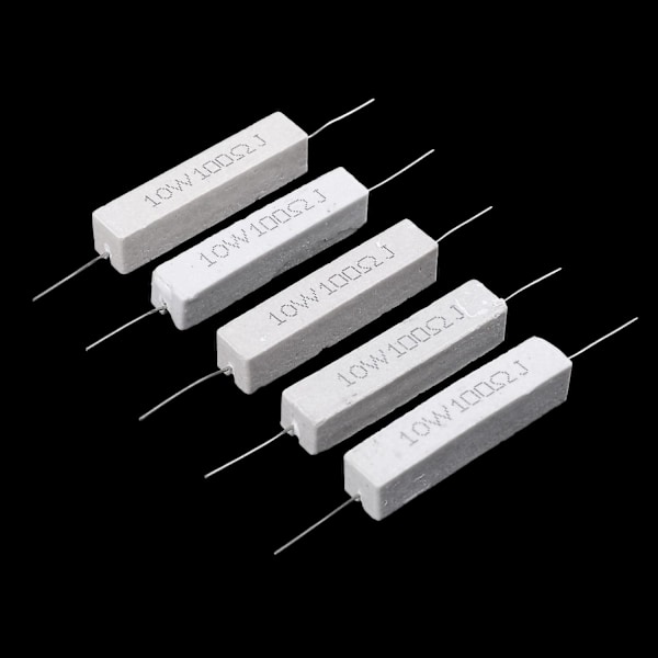 5 stk. 10W Watt 100 Ohm 5% Aksial Trådviklet Cement Modstande
