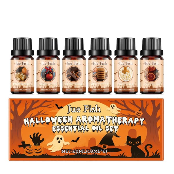 Halloween Aromaterapi Æterisk Oliesæt, 6x10ML Feriedufte