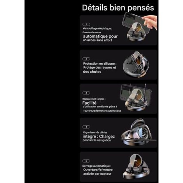 Biltelefonhållare med smart sensor och 360° rotation