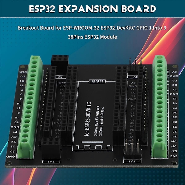 ESP32 Expansionskort Breakout Board för ESP-WROOM-32 ESP32-DevKitC GPIO 1 till 3 38Pins ESP32 Modu