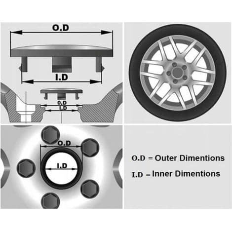 Deler - Audi hjulkapsler / hjulnav-emblemer - Bil 60 mm