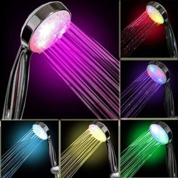InteTech 7-farget LED dusjhode, flerfarget, universalmodell