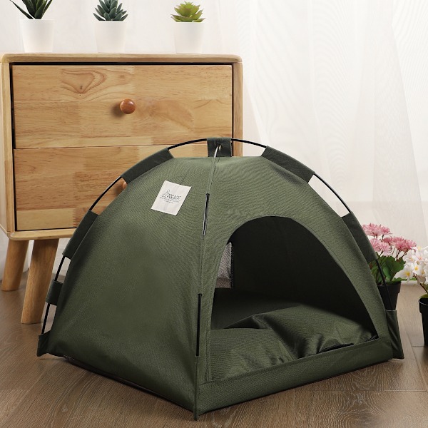 Sommer kølemåtte udendørs kæledyrsrede telt åndbart foldbart ensfarvet simpelt kæledyrsbur 43*26*3CM
