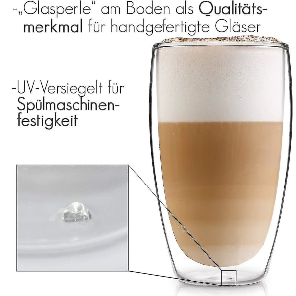 Design Latte Macchiato-glasögon (4 x 330 ml) - tumlare av borosilikatglas med dubbla väggar