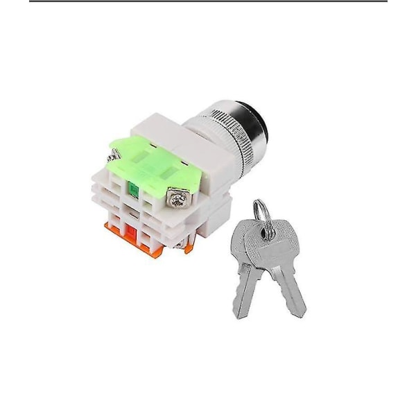 Nyckelmanövrerad strömbrytare 2-läges säkerhetsnyckellåsbrytare Lay37-11y/21 220v 5a Vridväljare med 2 nycklar 1-pack -aya