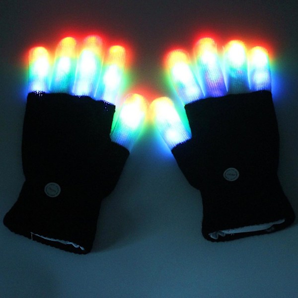 Fargerike Lysende Hansker Voksne Menn Kvinner LED Hansker Blinkende Fingerhansker til Jul Halloween C