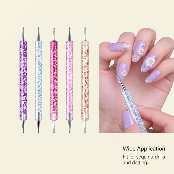 Nail Art Dotting Tools, 5st Dubbelsidiga Rhinestone Pickers